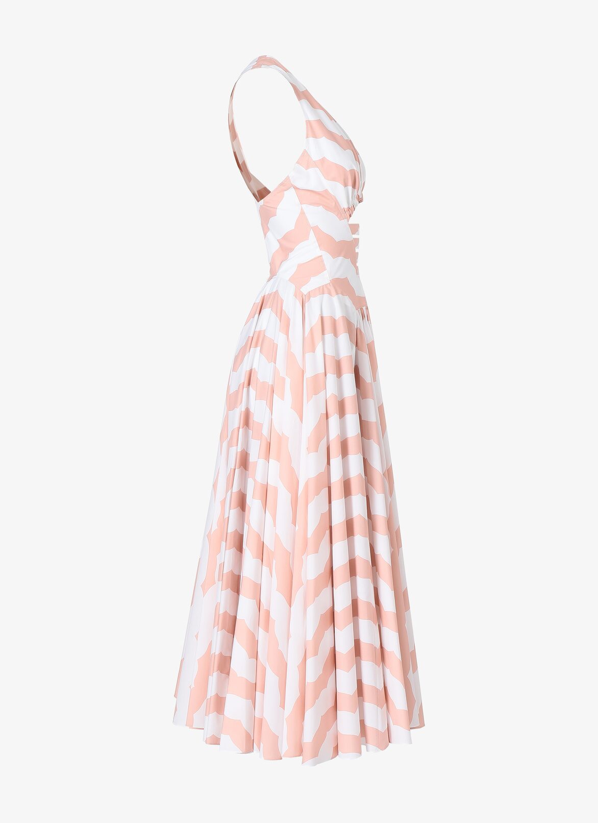 LONG SLEEVELESS DRESS POPELINE RAYURES EDITIONS WHITE/ROSE ALAÏA WHITE/ROSE  LONG SLEEVELESS DRESS POPELINE RAYURES EDITIONS WHITE/ROSE